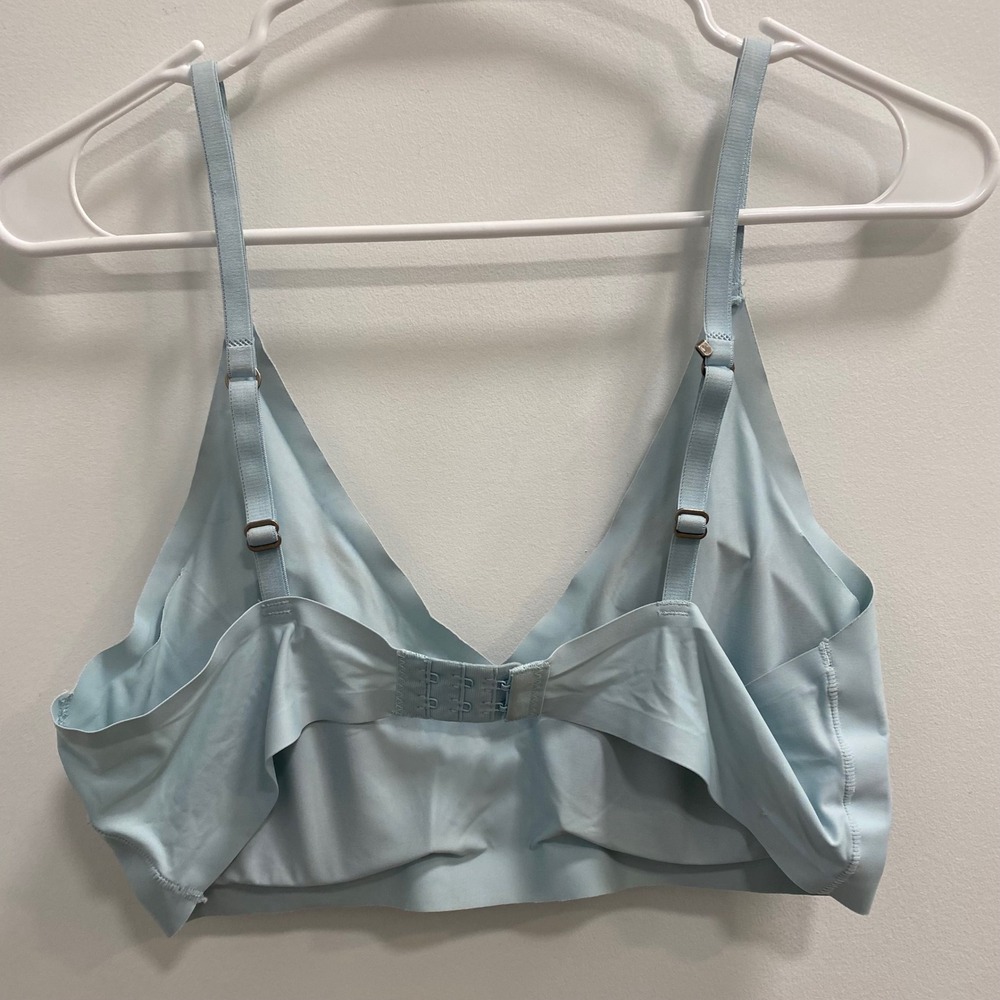 Lucky Brand Bralette Women Large Blue Seamless V-Neck Adjustable Hook Eye Bra - Picture 2 of 7